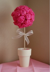Paper Rose Topiary Centerpieces | A Wedding Blog